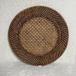 Hand Woven Rattan Wicker Brown Natural Charger Dinner Plate/Wall Décor set of 8